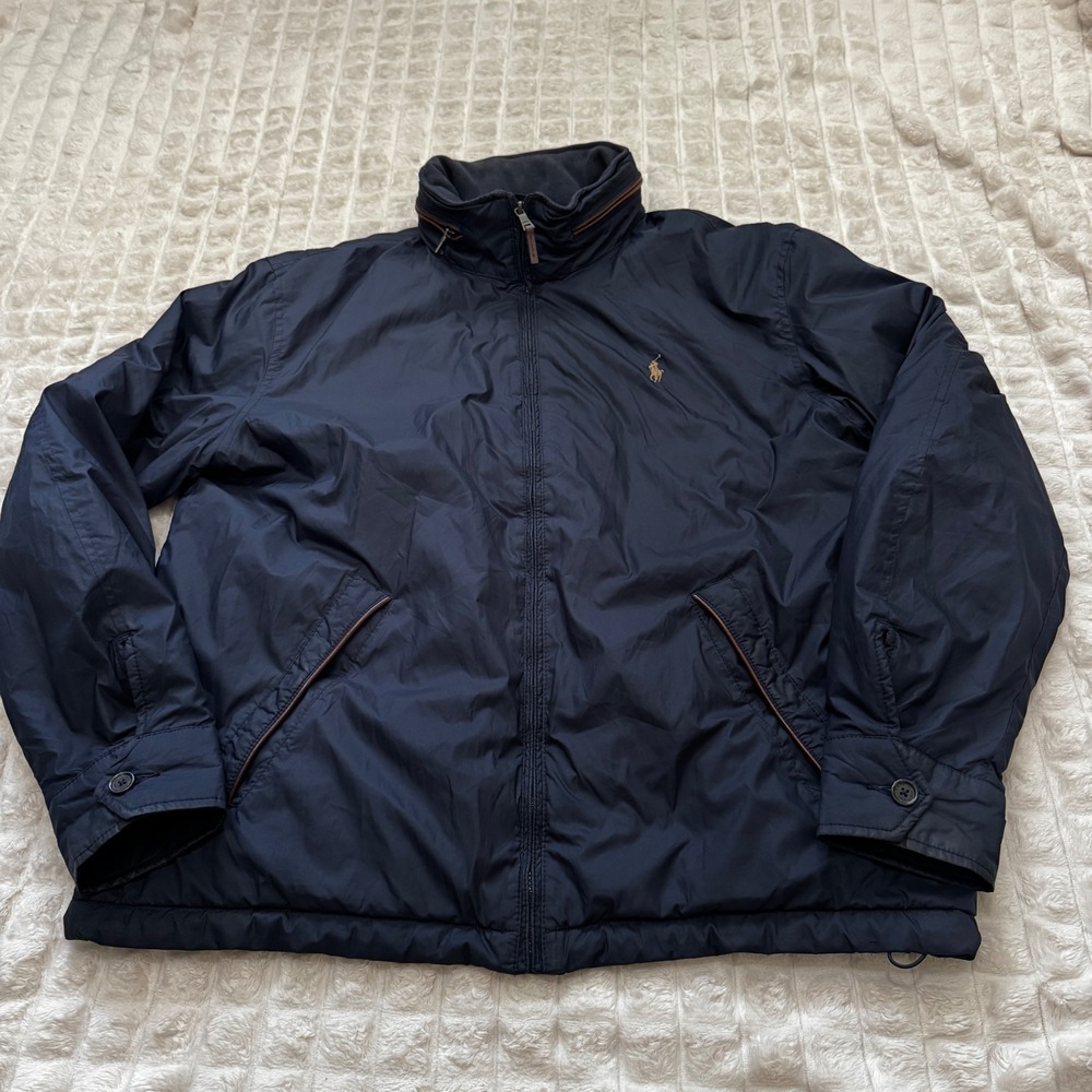 Polo Ralph Lauren Large Navy Blue Lightweight Windbreaker Jacket Hidden Hood